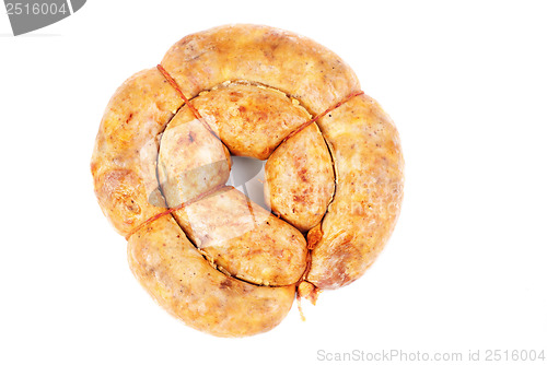Image of sausage from the pork stuffing isolated on a white background 