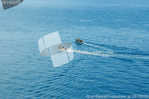 Image of A two small ship in the sea near the Yalta. Crimea.Ukraine