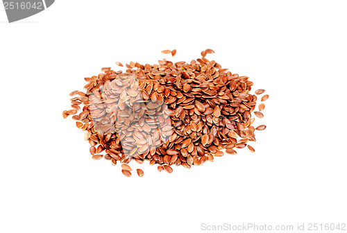 Image of close up of flax seeds isolated on white background 