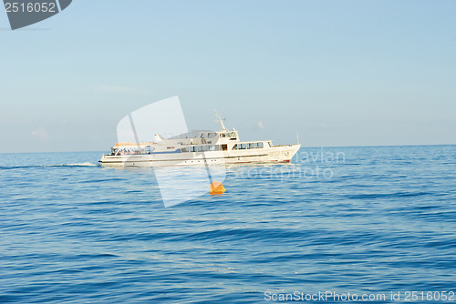 Image of A small ship in the sea near the Yalta. Crimea.Ukraine