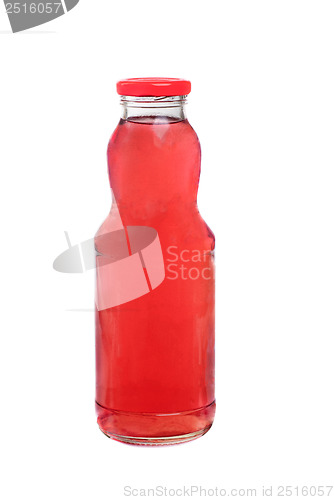 Image of Bottle of red juice isolated on white background 