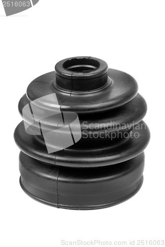 Image of Black rubber dust cover isolated on white background 
