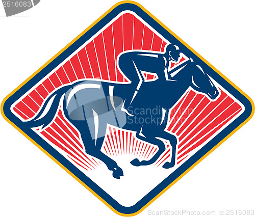 Image of Jockey Horse Racing Side Retro