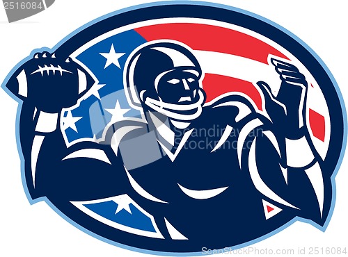 Image of Quarterback QB Throwing Ball Retro