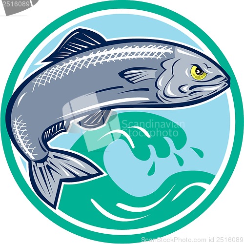 Image of Sardine Fish Jumping Circle Retro