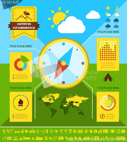 Image of Flat Camping Infographic Template.