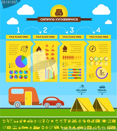 Image of Flat Camping Infographic Template.