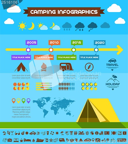 Image of Flat Camping Infographic Template.