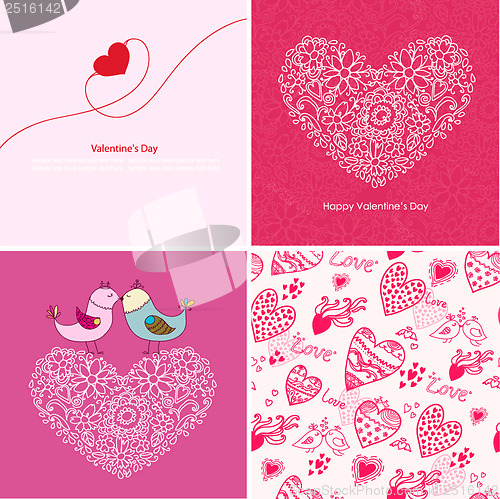 Image of Set of four Happy valentines day backgrounds.
