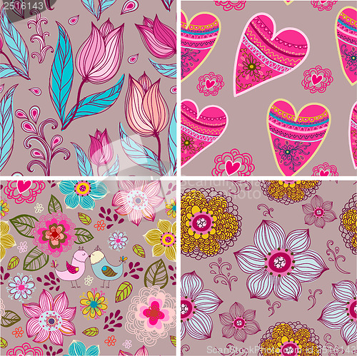 Image of Set of four Happy valentines day backgrounds.