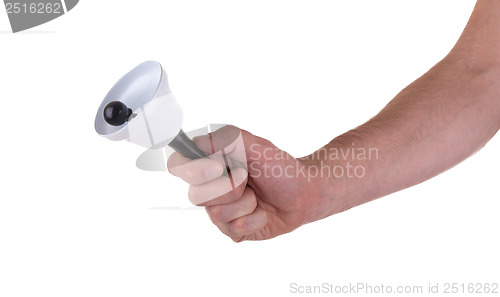 Image of Hand bell in the mans hand