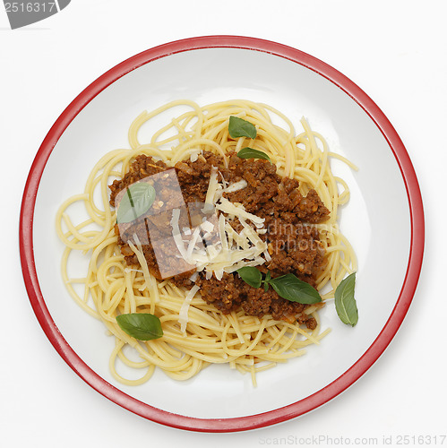 Image of Spaghetti bolognese from above