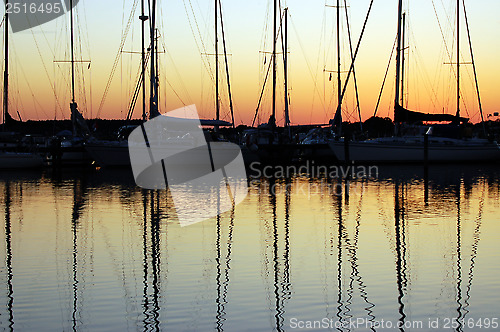 Image of Sunset over marina