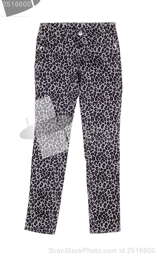 Image of gray pants with leopard print