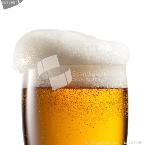 Image of Beer in glass isolated on white background