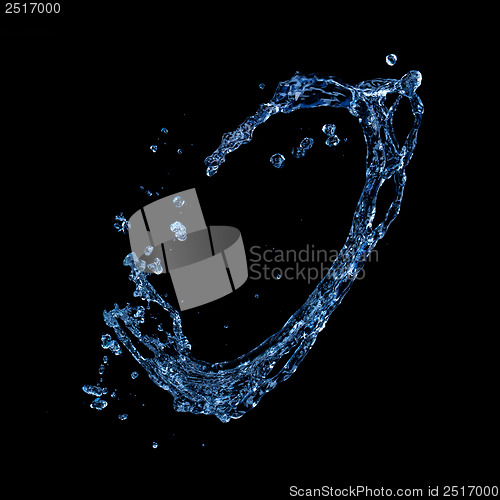 Image of water splash isolated on black background