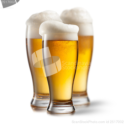 Image of Beer in glasses isolated on white background