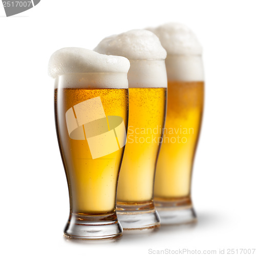 Image of Beer in glasses isolated on white background