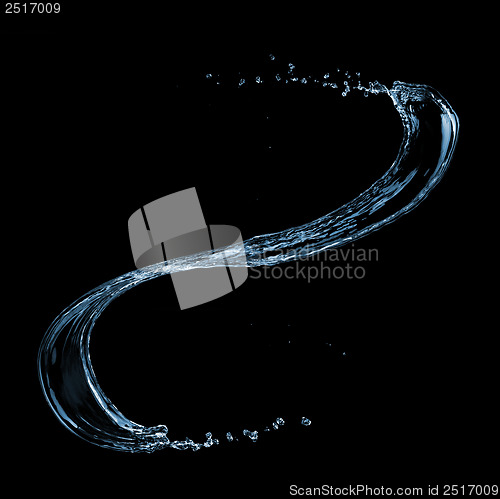Image of water splash isolated on black background