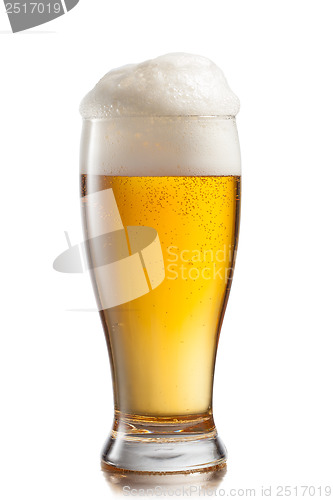 Image of Beer in glass isolated on white background