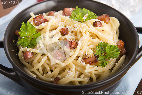Image of Pasta Carbonara with bacon and cheese