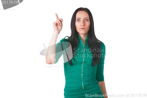 Image of Girl points finger up