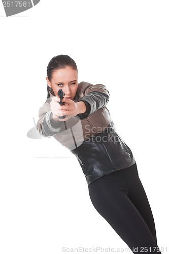 Image of Beautiful sexy girl with gun