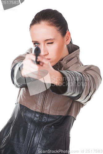 Image of Beautiful sexy girl with gun