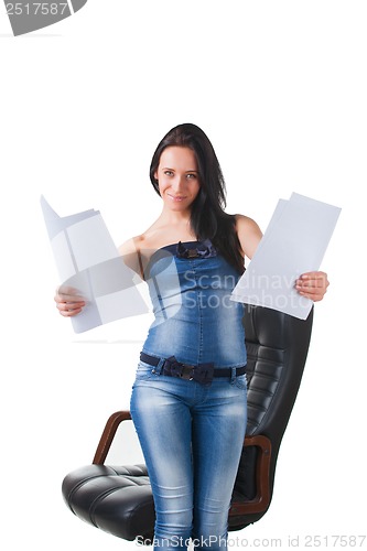 Image of Young girl with sheets of paper