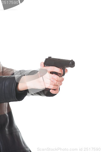 Image of Woman's hands with gun