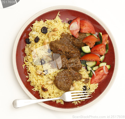 Image of Beef madras meal from above