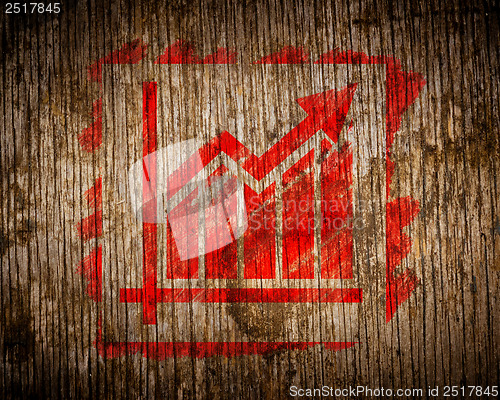 Image of Red Growth Chart Icon on Wood.