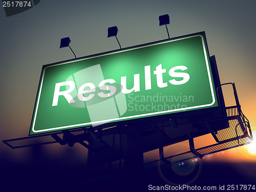 Image of Results - Billboard on the Sunrise Background.