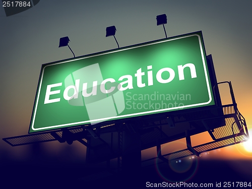 Image of Education - Billboard on the Sunrise Background.