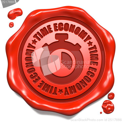 Image of Time Economy - Stamp on Red Wax Seal.