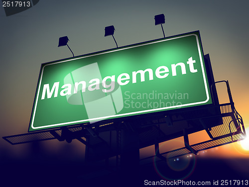 Image of Management - Billboard on the Sunrise Background.