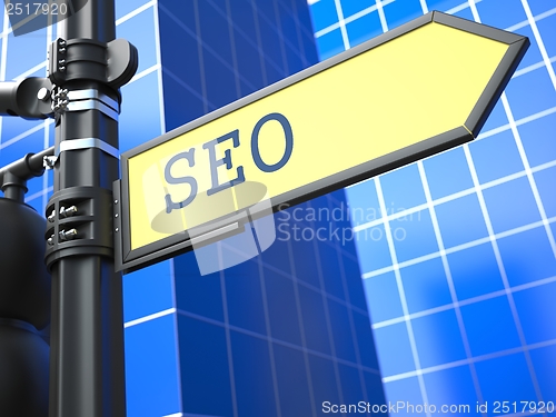 Image of SEO. Yellow Roadsign.