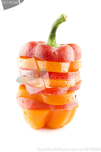 Image of sliced of colorful sweet bell pepper