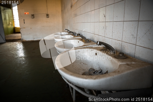 Image of industrial sinks in a factory