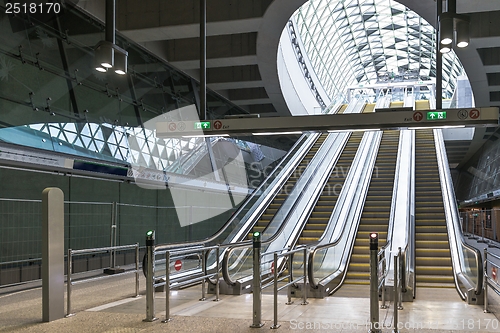 Image of Moving escalator in the business center