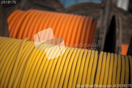 Image of Electrical wires on wooden spool