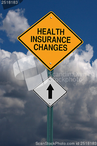 Image of health insurance changes ahead roadsign