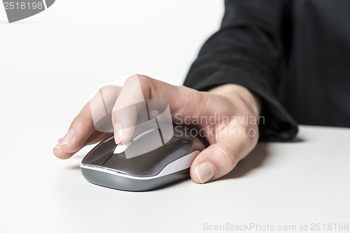 Image of Female hand with computer mouse