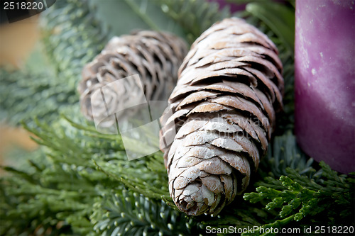 Image of Detail shot of advent wreath