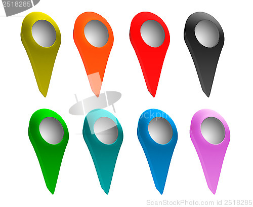 Image of Set of bright map pointers.