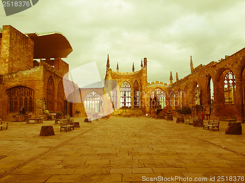 Image of Retro looking Coventry Cathedral ruins