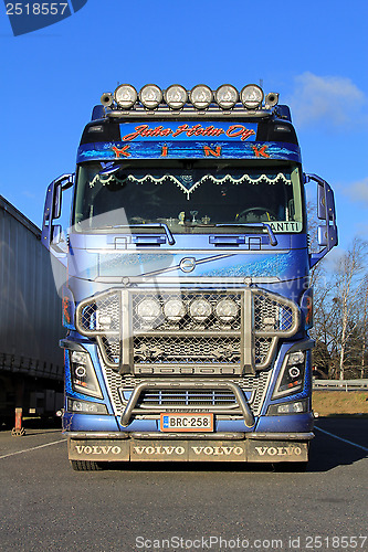 Image of Blue Volvo FH16 Logging Truck