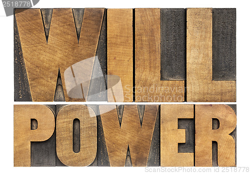 Image of will power in wood type