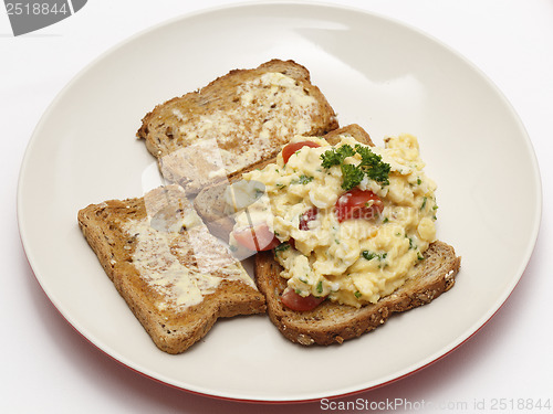 Image of Scrambled egg, high angle