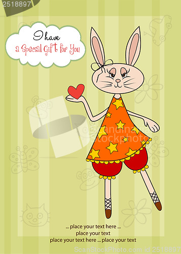 Image of cute little doe who gives her heart. romantic and funny love gre